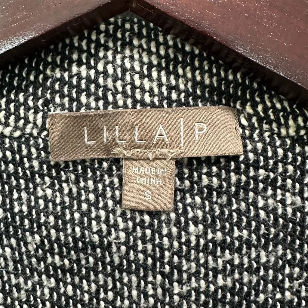 Lilla P Womens Black Moto Jacket Textured Knit Small Minimalist Rocker Streetwea - Image 4