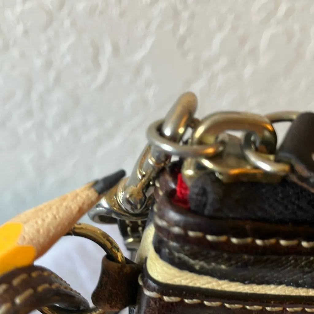 Dooney & Bourke: Vintage Animal Print Leather Wristlet- Gold Tone- flaws - Image 14