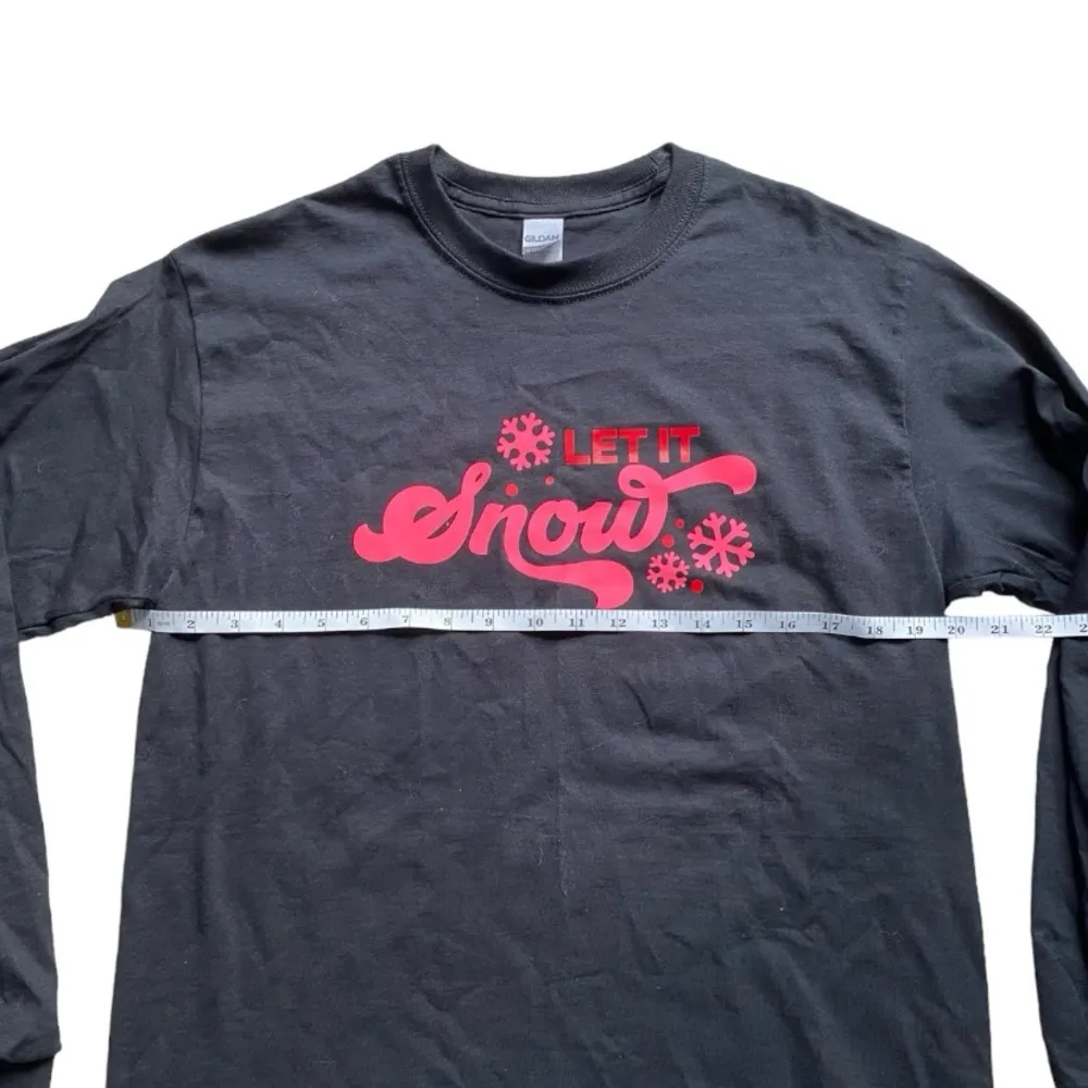 Let it Snow Black Women’s Long Sleeve Graphic Shirt - Image 2