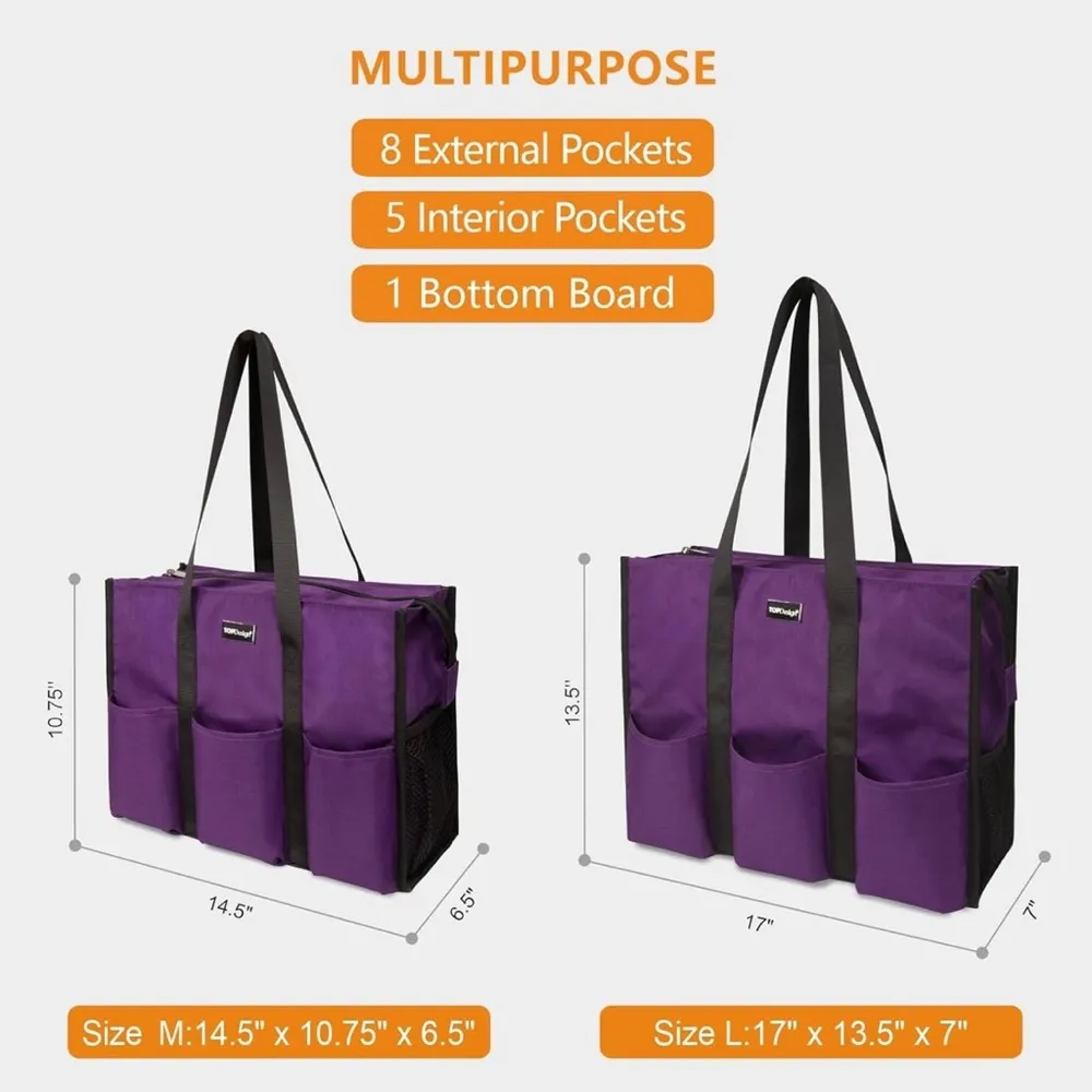 Purple Tote Bag with Multiple Pockets - Image 2