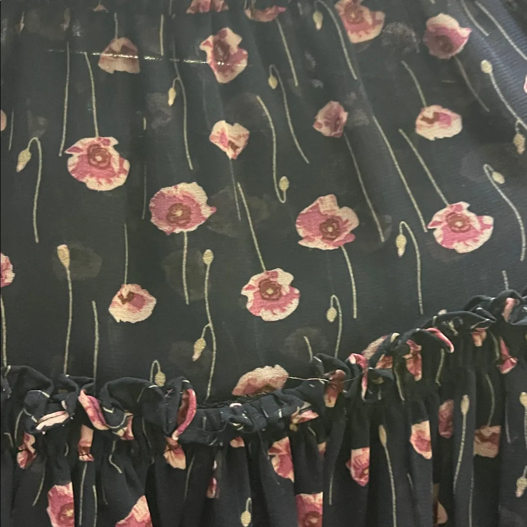 MISA Skirt navy blue with pink floral print XS - Image 5