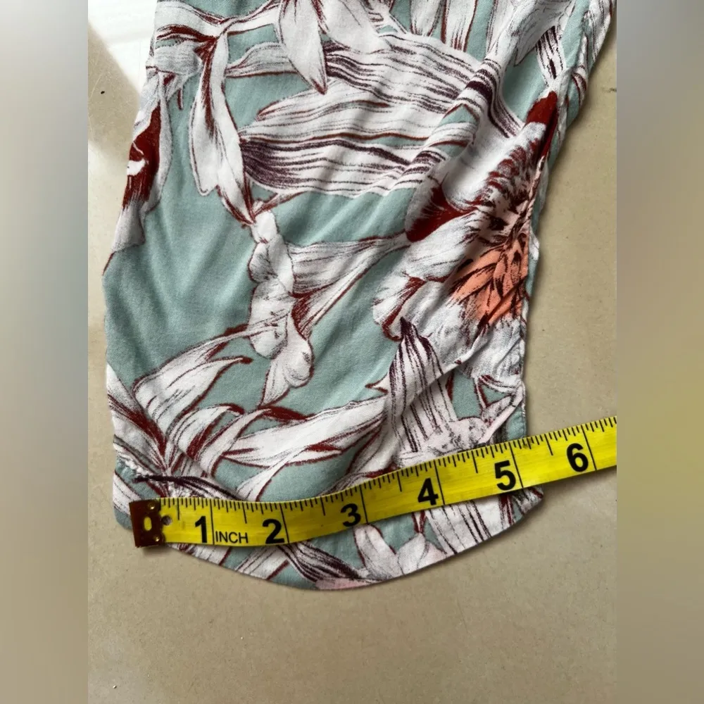 Eloise Pants Women 1 Mustard Yellow Grey Floral Print Smocked Elastic‎ Cotton Gray Size XS - Image 8