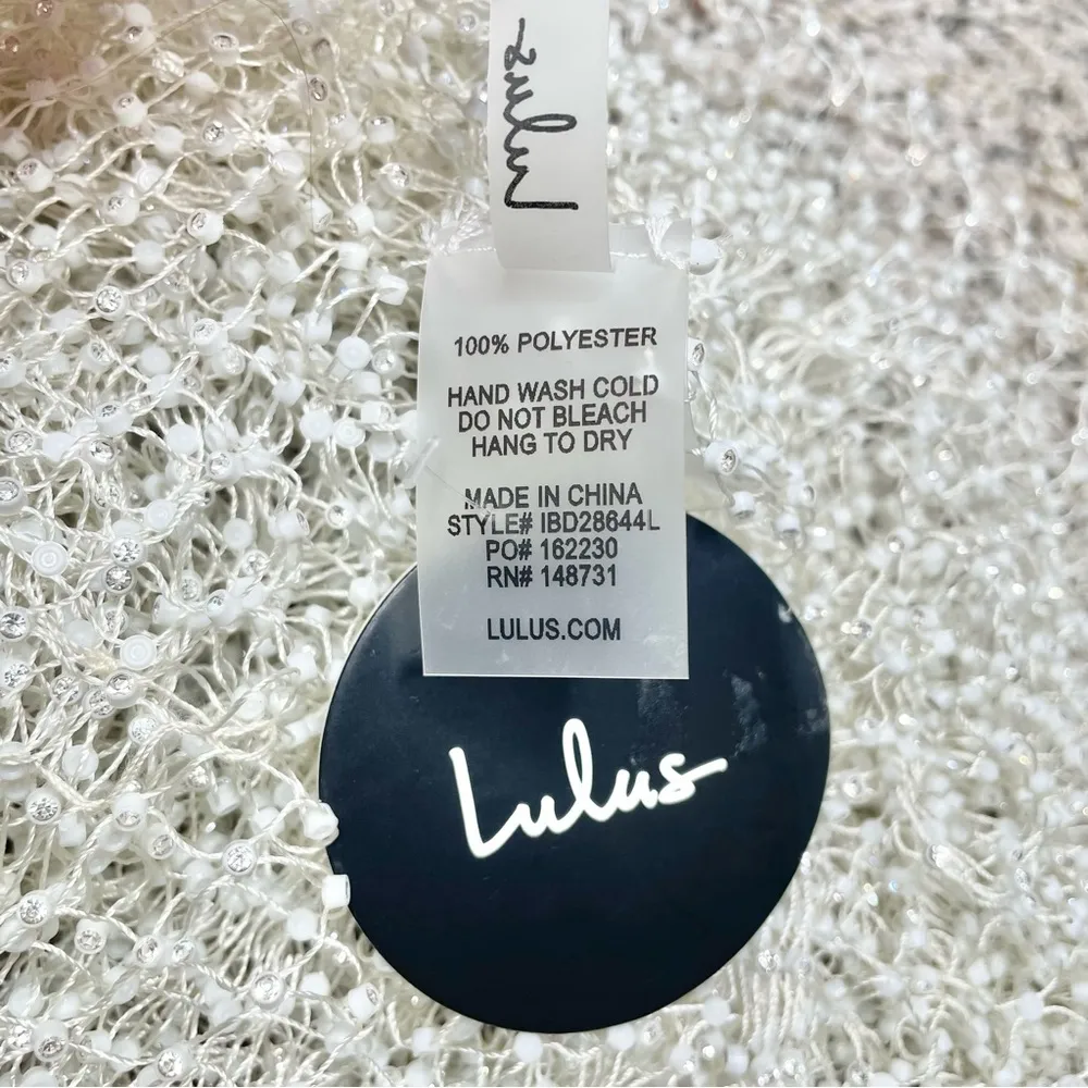 Lulus Sunlight Sparkle White Fishnet Rhinestone Maxi Dress Swim Coverup XS/S NWT - Image 8