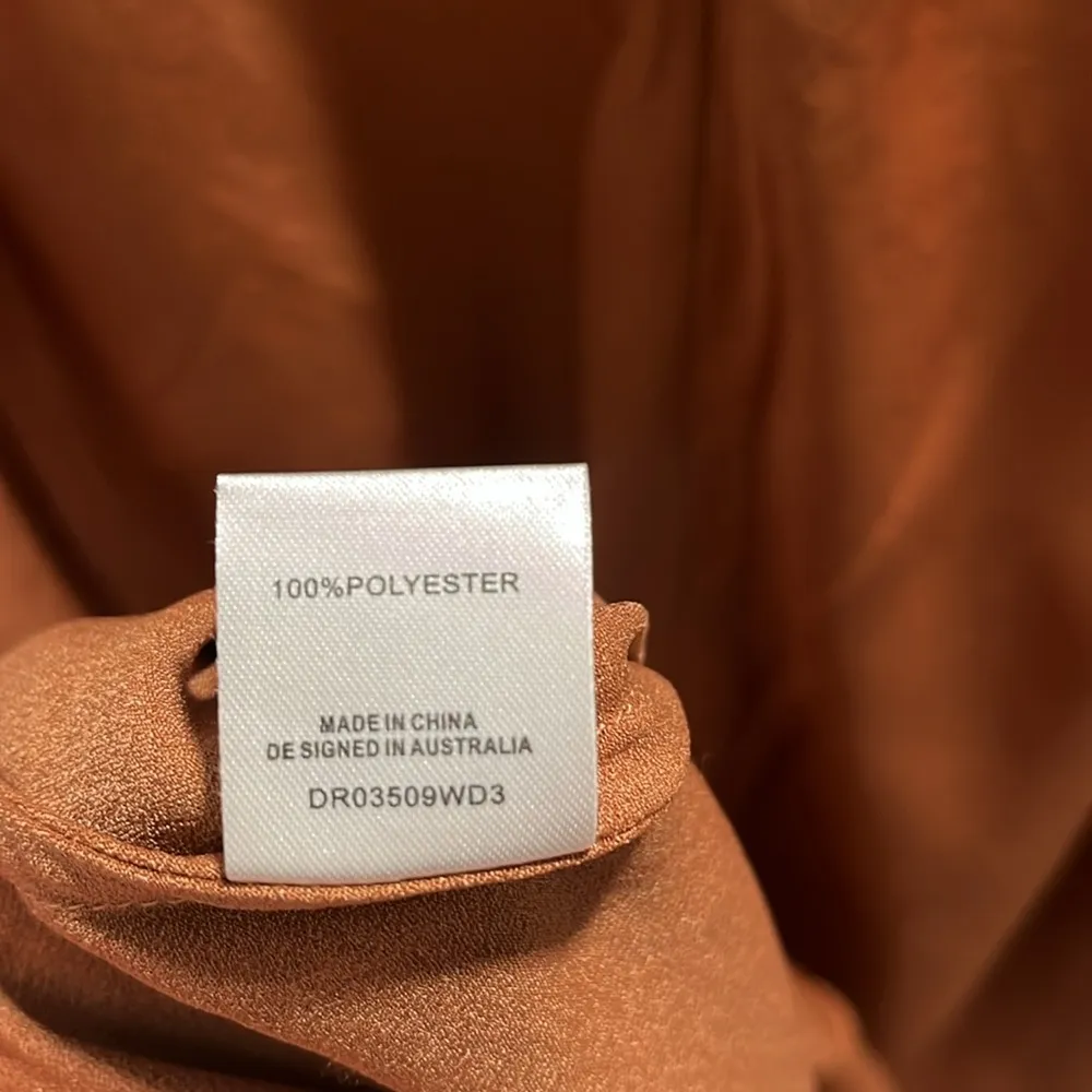 MESHKI (NWT) Harriet Satin Midi High Split Dress, Biscuit, Size L - Image 12