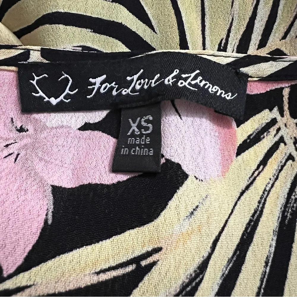 For Love & Lemons Palms Maxi Dress Pastel Palm Floral XS - Image 7