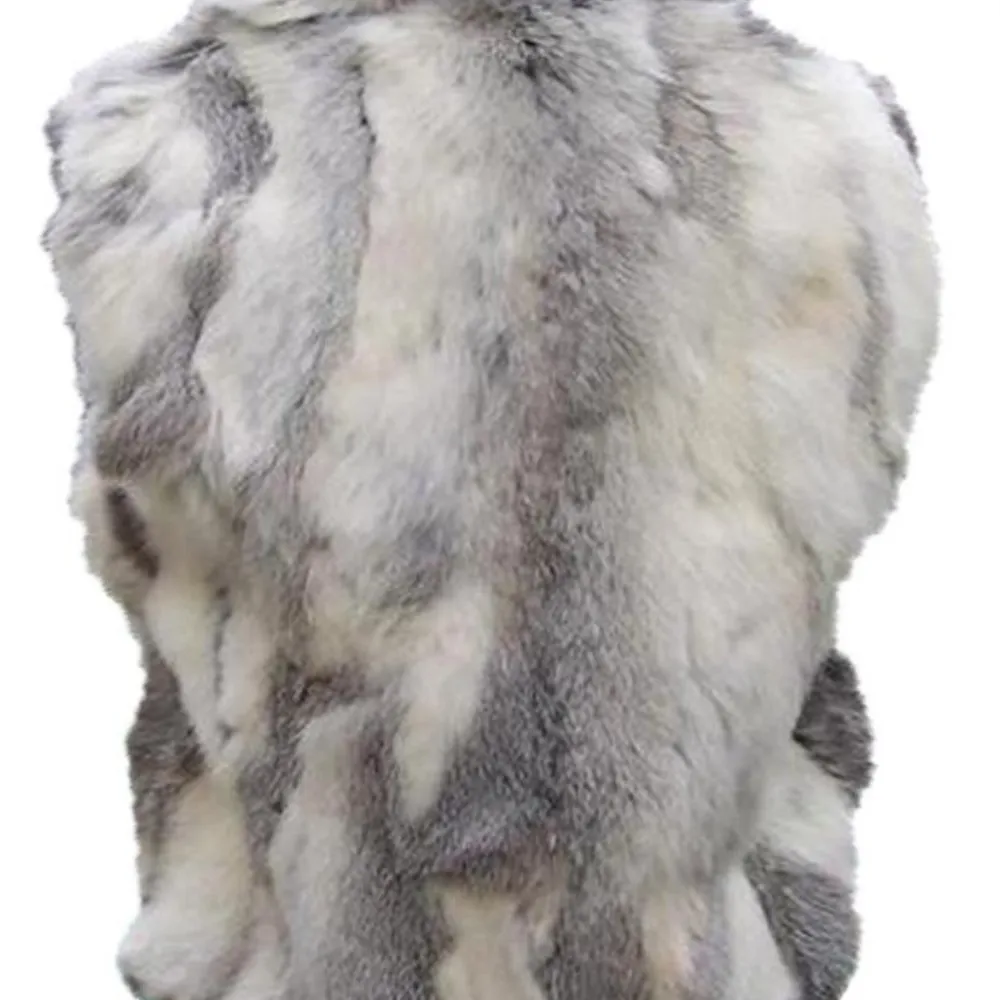 Cache Metallic Leather Fur Vest Diagonal Zipper Lined $278 NWT New Gray White - Image 4