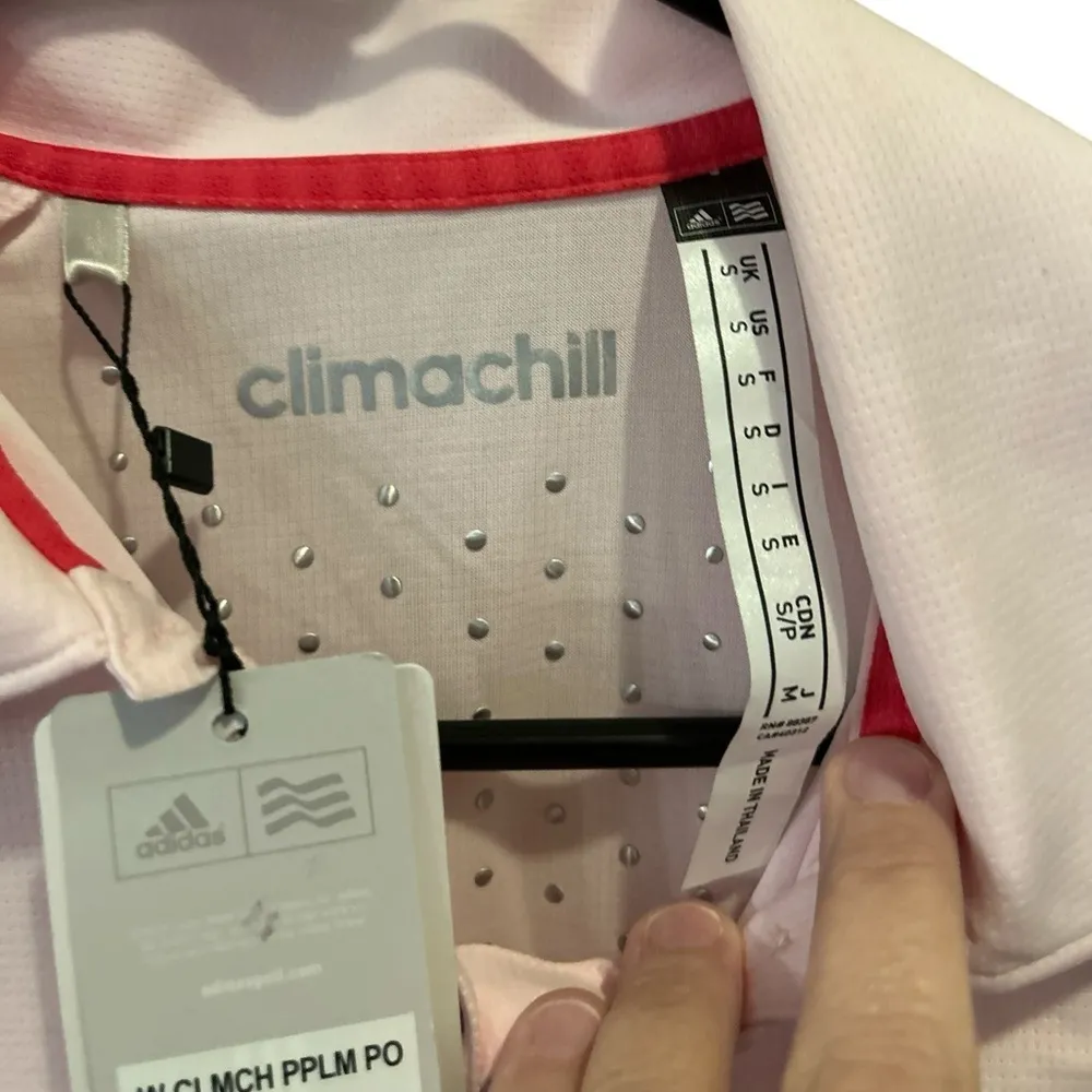 Adidas Women's Climachill Peplum Polo Shirt Pink‎ Size S Casual Summer - Image 7