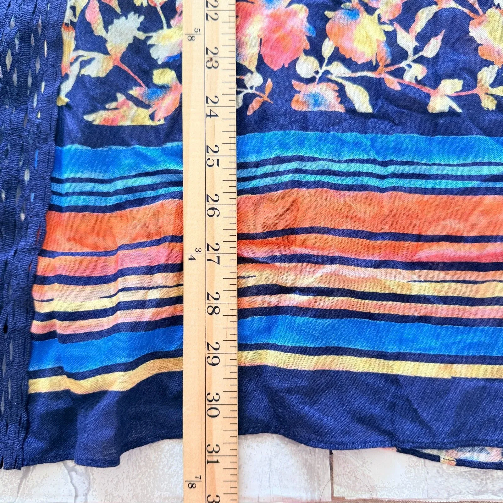 Colleen Lopez Navy Blue Kimono Topper Cover Up Crochet Inset Detail Sz XL/1X - Image 5