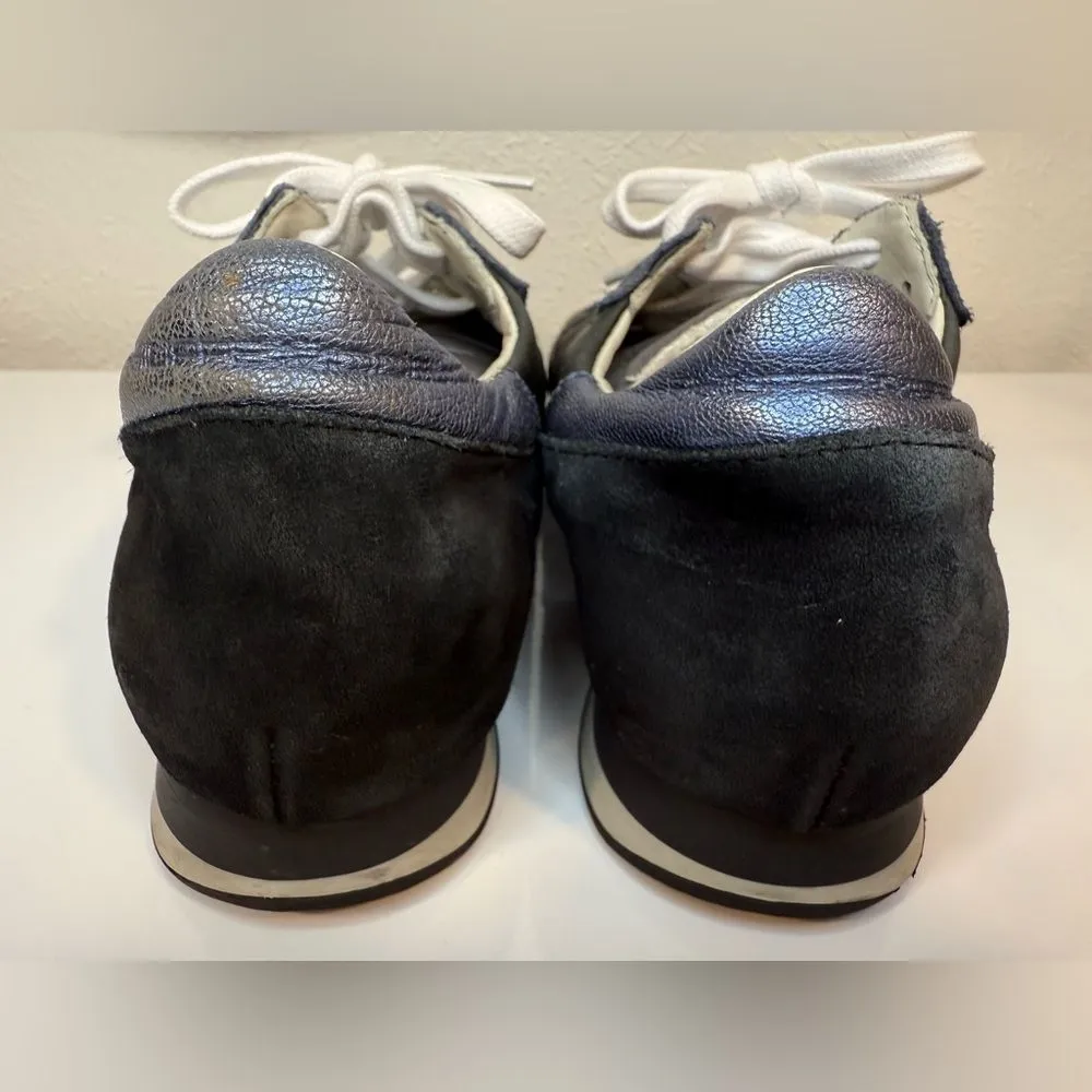 Philippe Model Paris Tropez Bassa Sneakers Black Leather Blue Suede Size 38 VGUC - Image 2