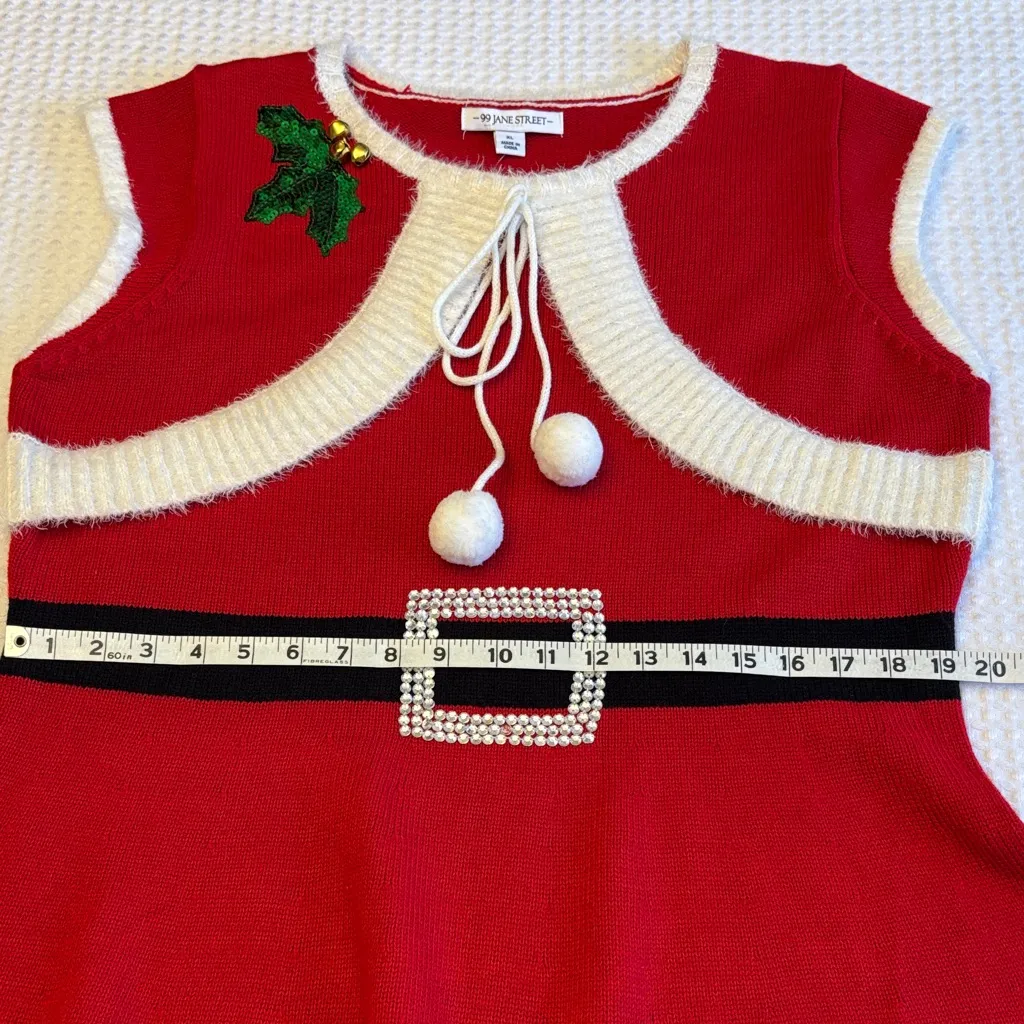 Christmas Santa Mrs. Claus Red Sweater Dress XL White Fuzzy Trim - Image 14