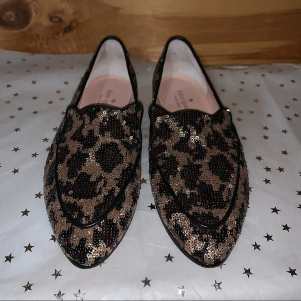 Kate Spade Caty Cape Black Leopard Sequin Loafers - Image 3