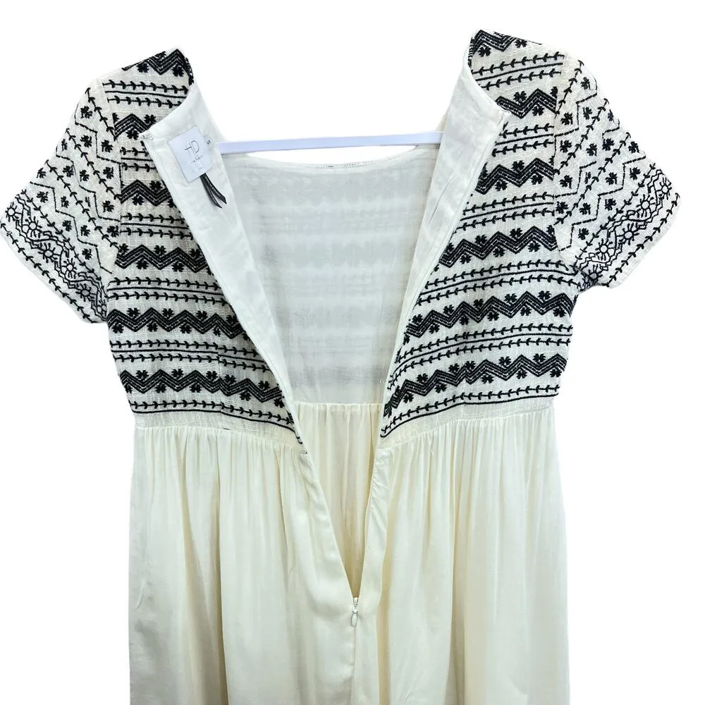 HD in Paris Babydoll Dress Cream S Tioga Anthropologie Mini Short Sleeve Flowy - Image 9