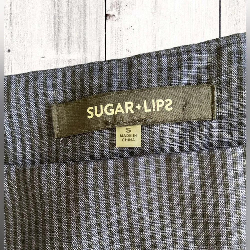 Sugar Lips Black & Navy Blue Gingham Ruffled Pencil Skirt Womens Size Small NWOT - Image 9