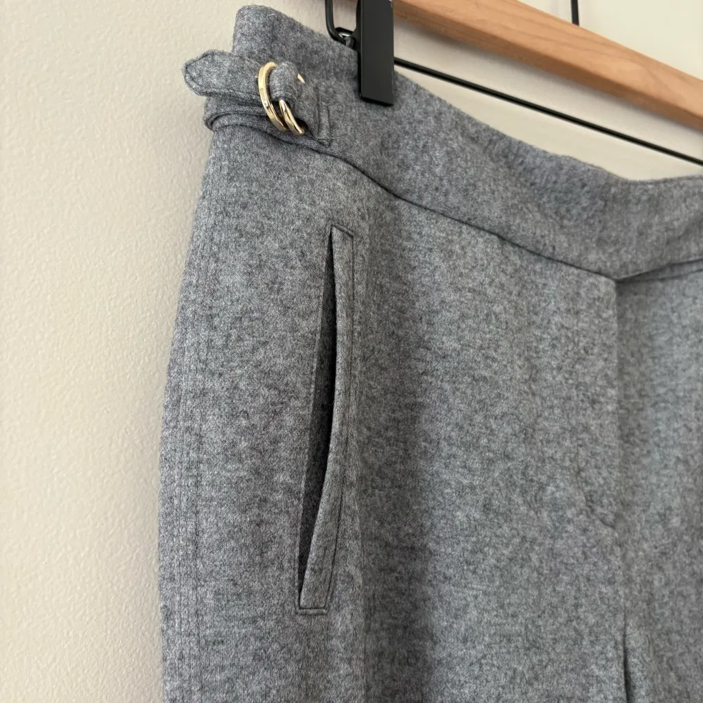 J.McLaughlin Gray Wool-Blend Slim Ankle Pants with Double-Ring Belt Detail Sz 12 - Image 4