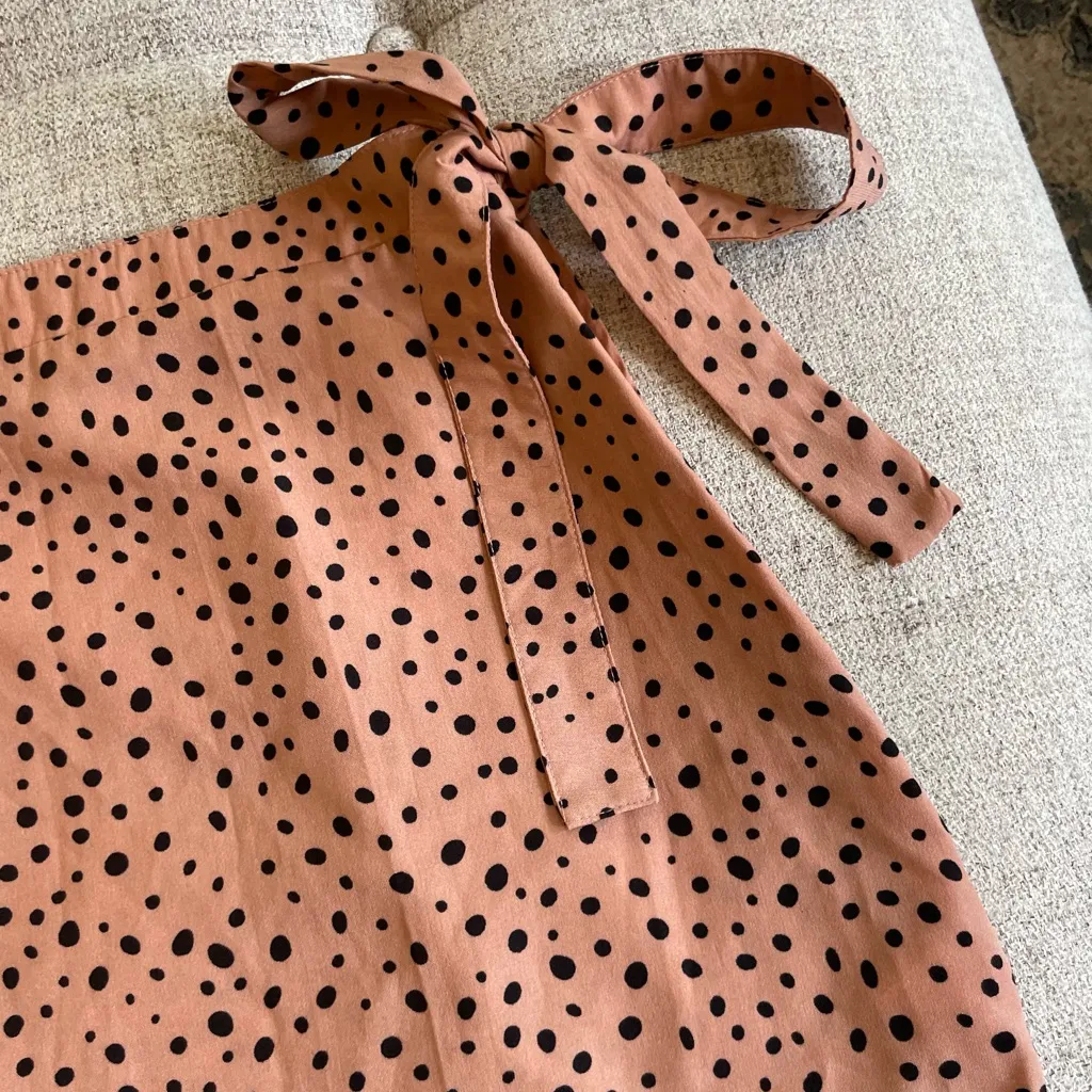 Nasty Gal Tan & Black Satin Polka Dot Mini Skirt - Image 3