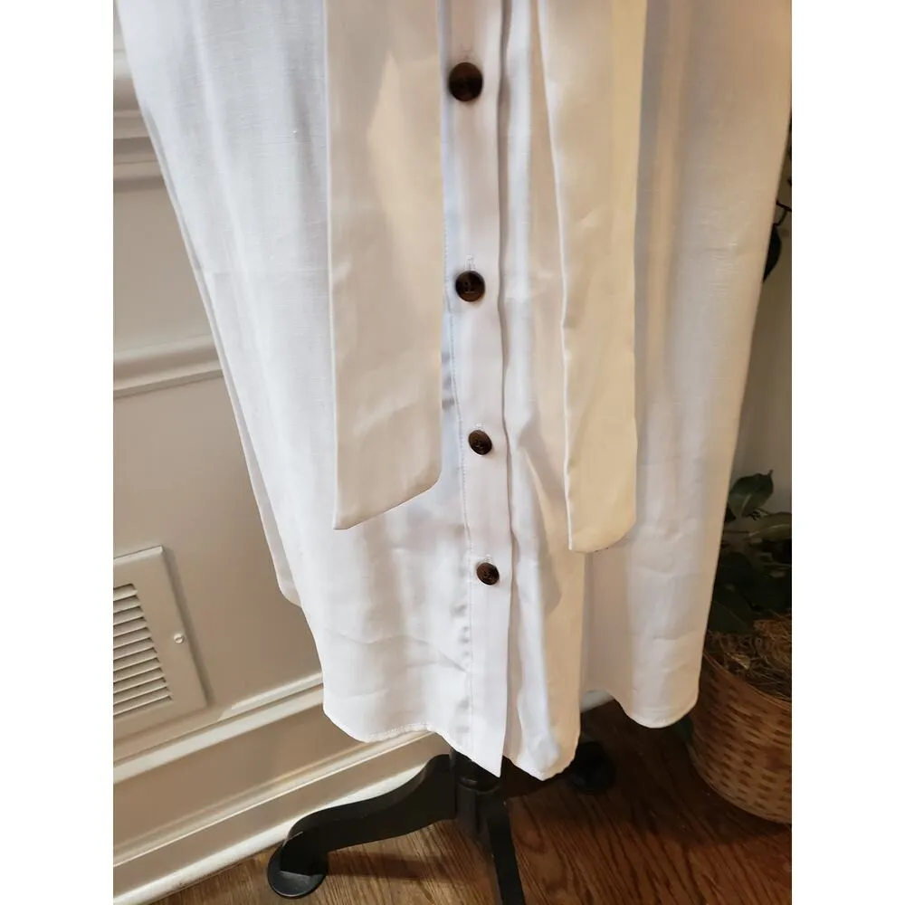 Forever 21 Shirt Dress Womens 0X White Side Pockets Belted Waist Button Front - Image 12