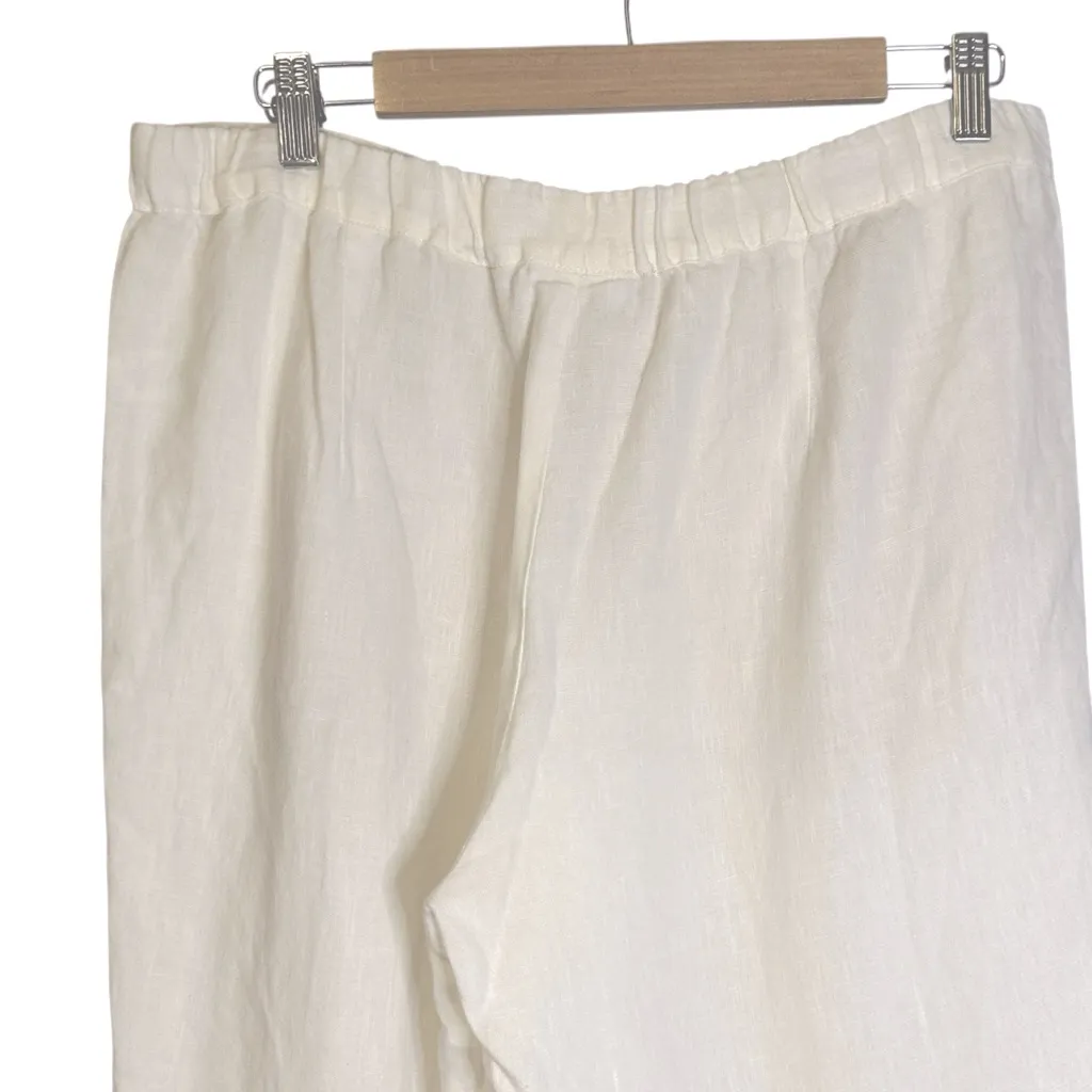 J. Jill Love Linen Ivory White Ankle Cropped Pants Drawstring Elastic Waist M‎ Size M - Image 6