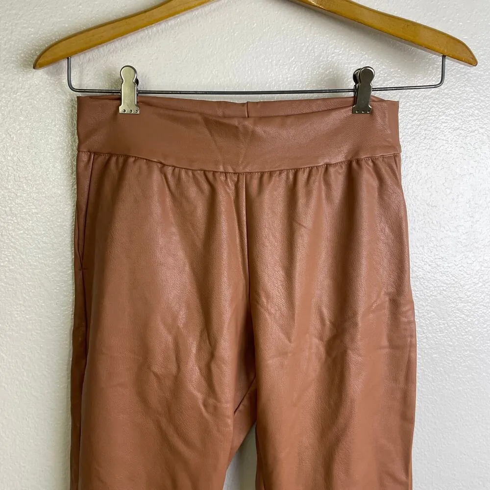 Commando Faux Leather Jogger Pants Small Cocoa Womens Stretch Tapered - Image 3