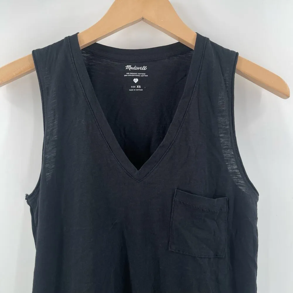MADEWELL Tank Top Size Extra Small Organic Cotton Black Casual Lounge Comfy - Image 4