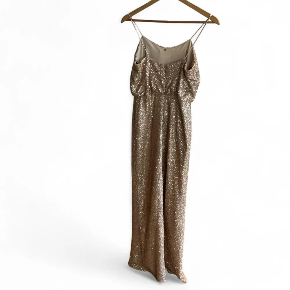 Sorella Vita Gold Sequin Formal Bridesmaid Holiday Dress Gown size 12 - Image 3