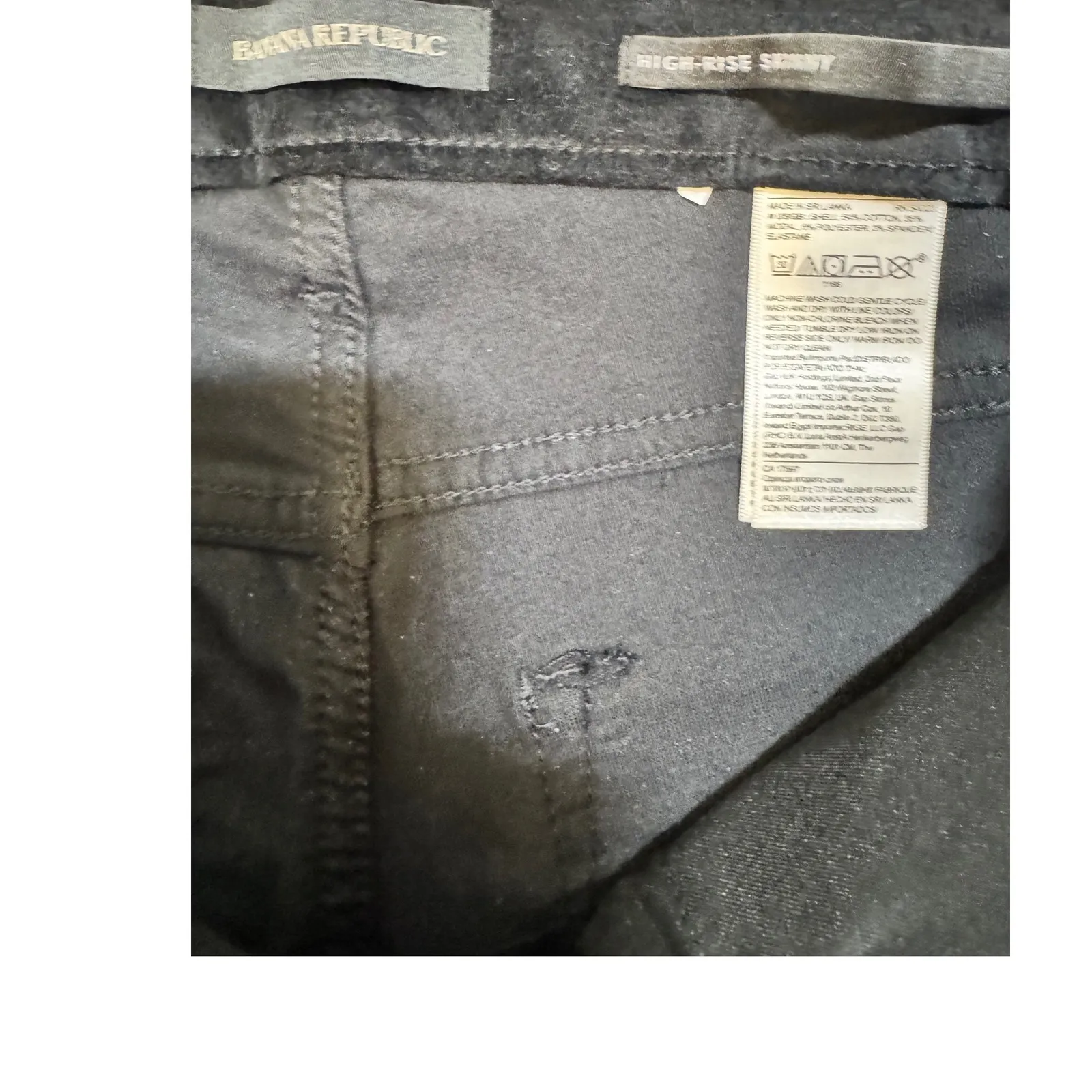 Banana Republic High-Rise Skinny Ankle Pants Black- Size 27P– Stretch Velvet - Image 3