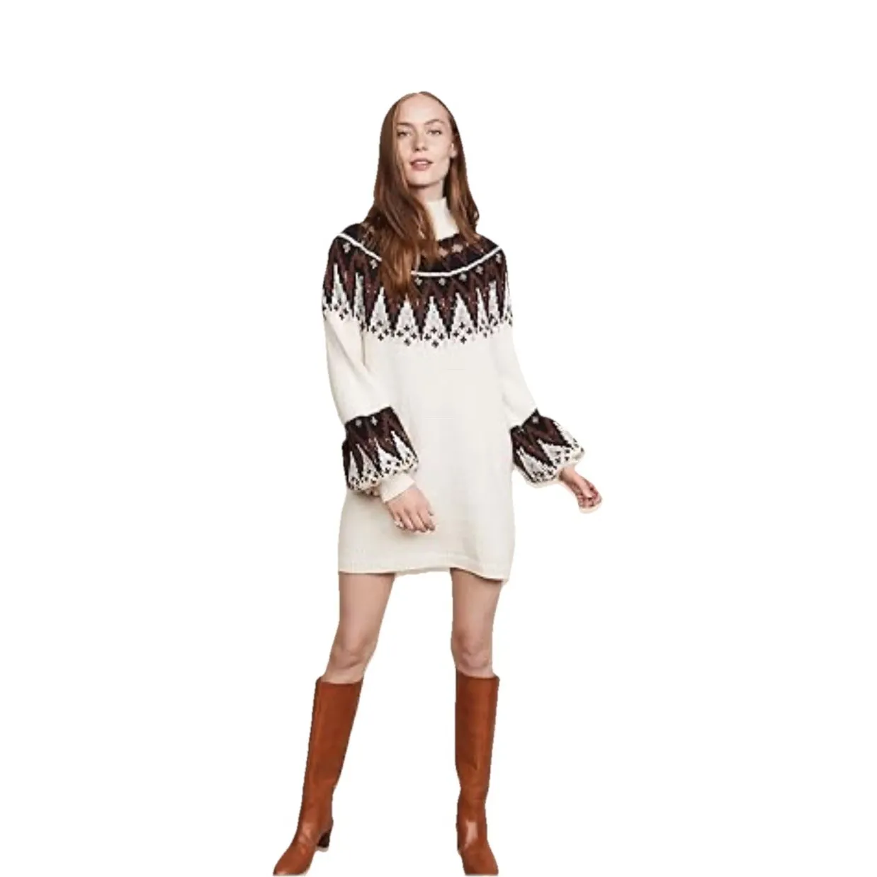 NWT $198 Free People Size XSmall Scotland Neutral‎ Combo Long Sleeve Mini Dress - Image 5