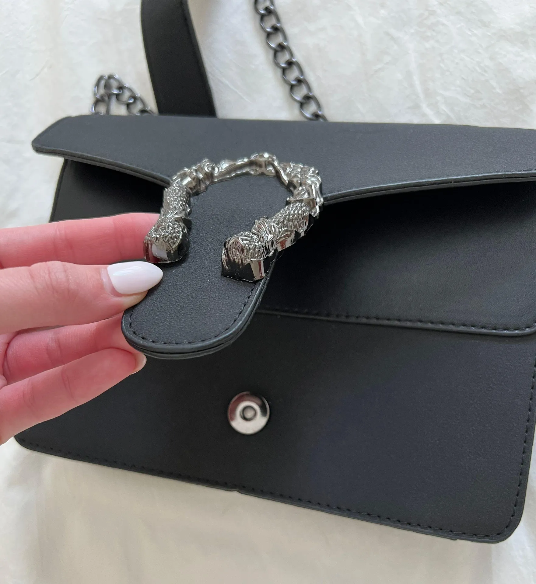 Chain Studded Black Mini Crossbody Purse - Image 6