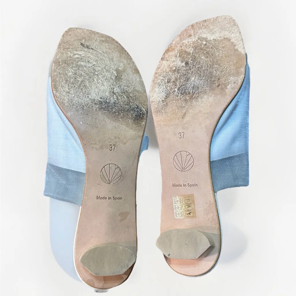 Coclico Sandal Women 37 /6.5 EU Slide Platform Heels Court‎ Sandal Puff Mesh Gray - Image 6