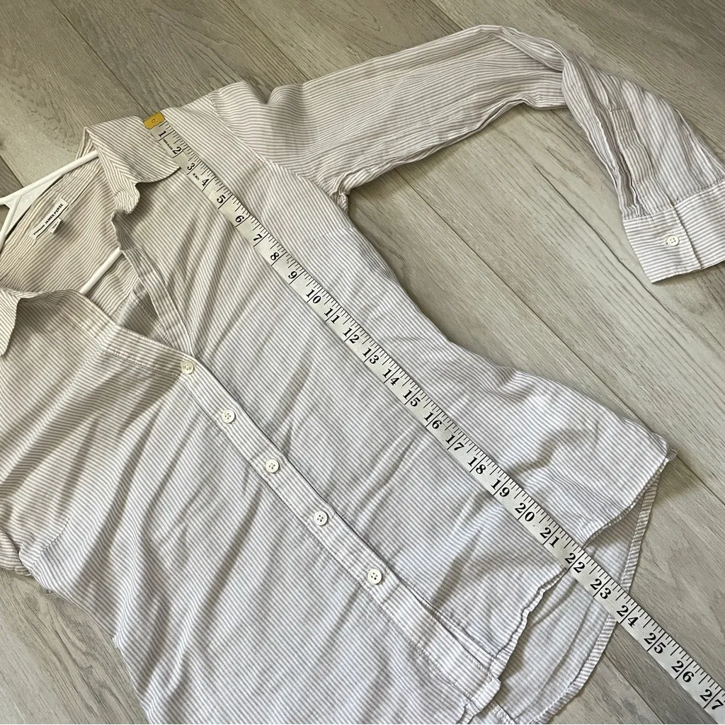 James Perse Shirt cotton striped button down womens Beige (medium) contemporary - Image 6