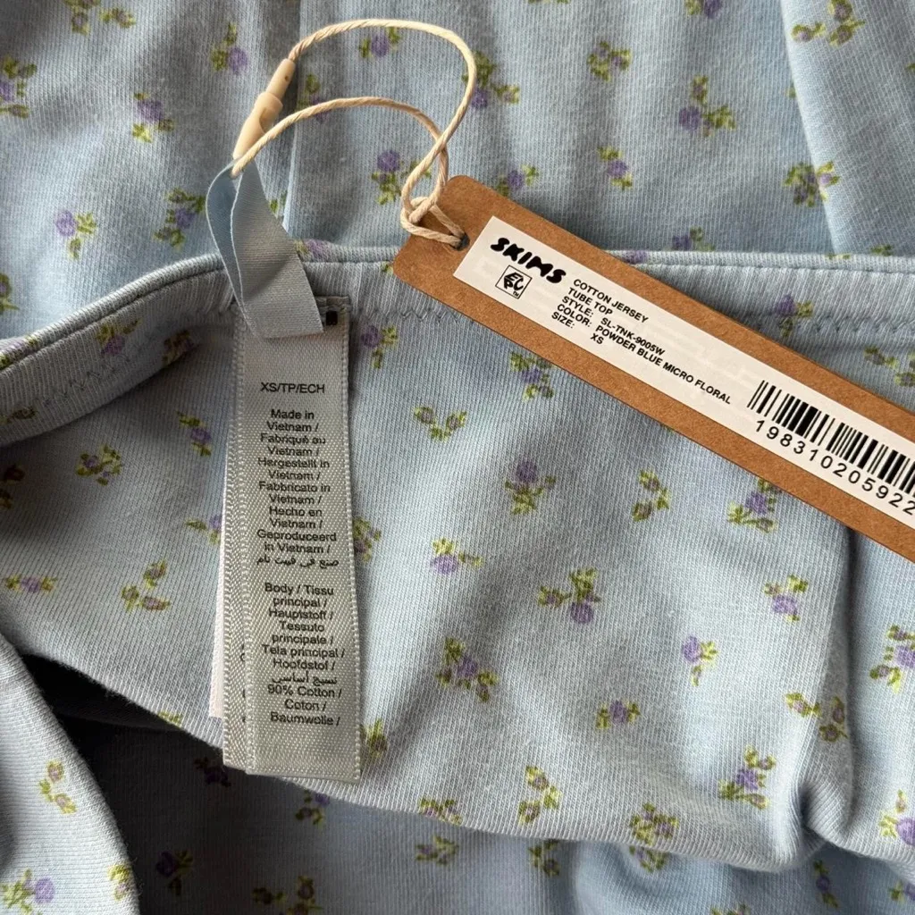 Skims Cotton Jersey Tube Top in Powder Blue Micro, size XS - Image 6