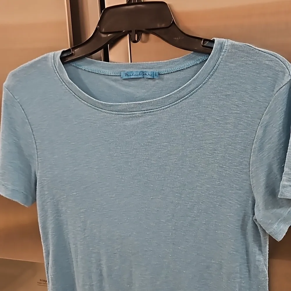 💕MICHAEL STARS💕 Slub Jersey Knit Tee Supima & MicroModal Cotton Blue One SIZE - Image 3