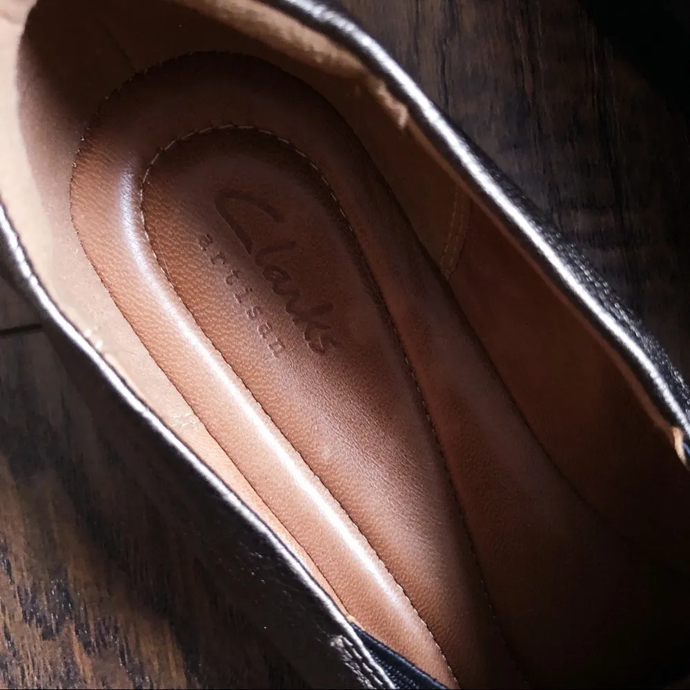 Clarks • Artisan Aubria Fay Flats bronze pewter metallic leather slip on ballet - Image 4