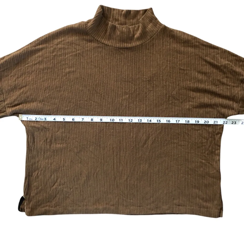 C LNA Brown Rust Ribbed Women Turtleneck Long Sleeve Top Size XS - Image 6