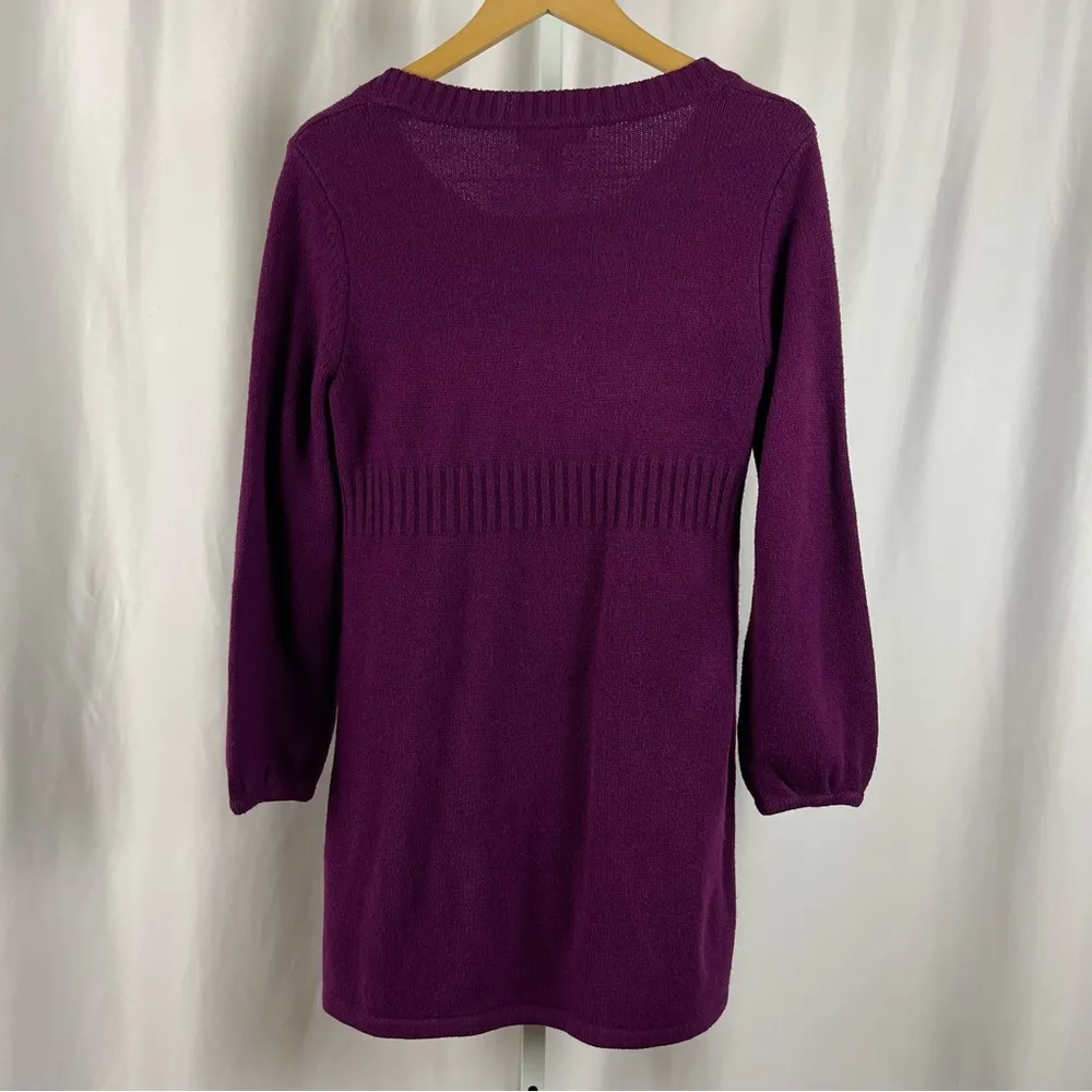 Style & Co Large Plum Jewel Tone Scoop Neck Sweater Dress Fall Winter Embellish - Image 2