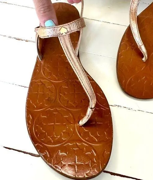 Kate spade rose gold T strap sandals 8 - Image 3