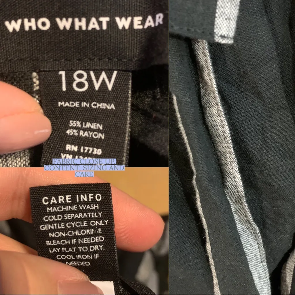 WHO WHAT WEAR BLACK & GRAY STRIPED LINEN BLEND PAPER BAG WAIST JOGGER PANTS - Image 11