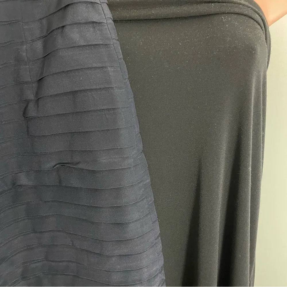 Vintage Gianni Versace Silk Navy Blue Horizontal Pleated Pencil‎ Skirt Size S/M - Image 8