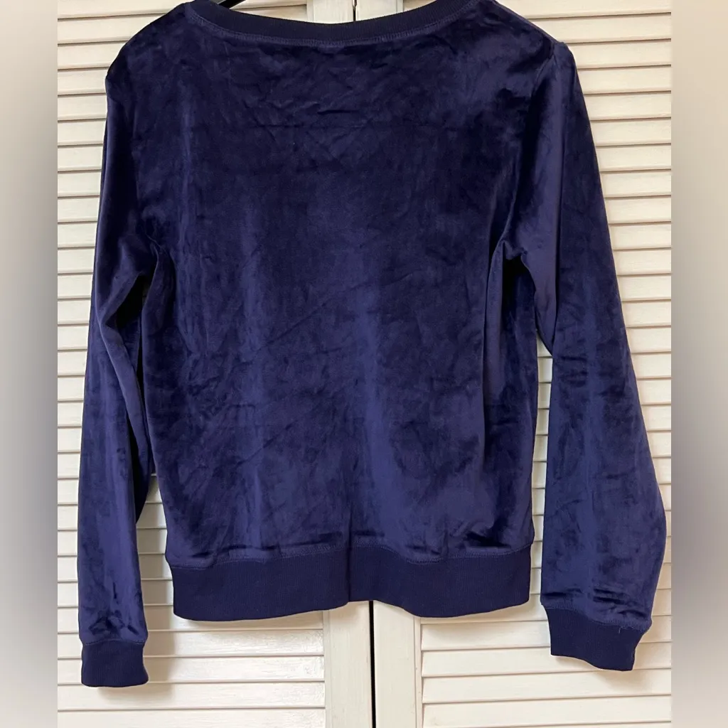 Honeydew Womens Blue Velour Long Sleeve Pajama Lounge Top - Image 2