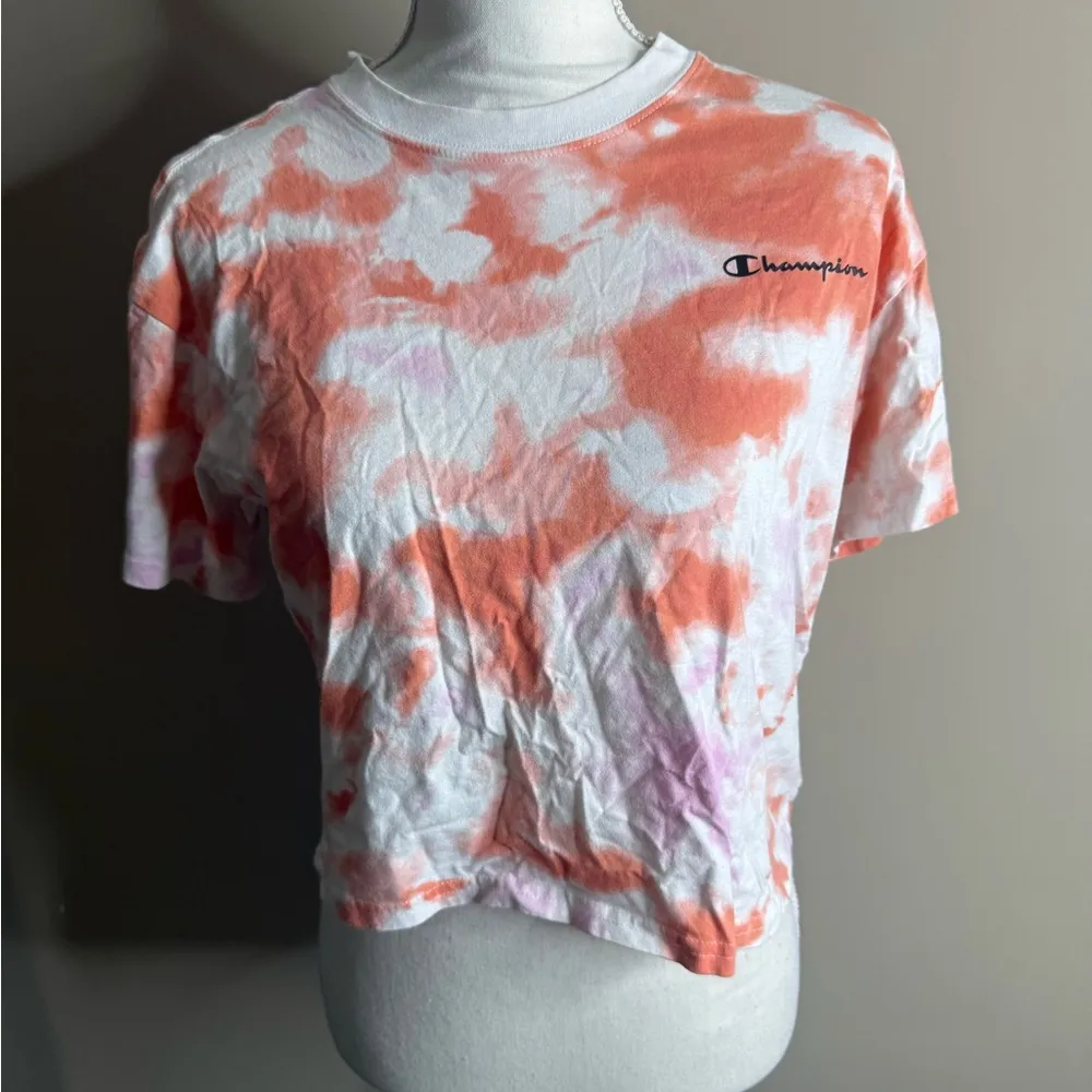 Champion Orange and White Tie-Dye Tee small - Image 3