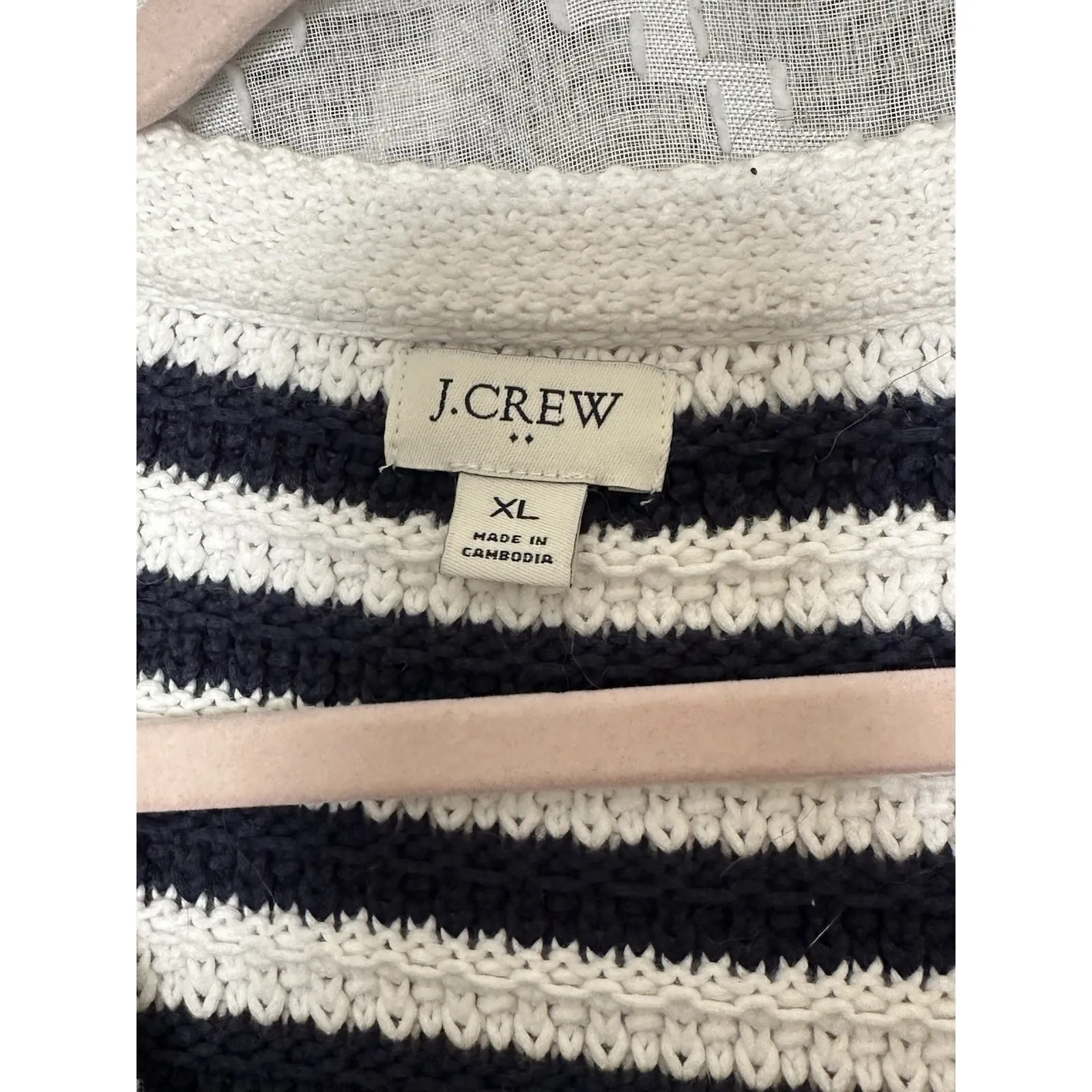J Crew Womens XL Black White Striped V Neck Sweater Classic Preppy Comfort - Image 4