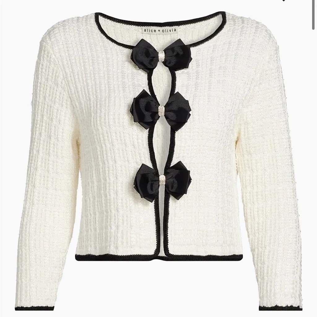 Alice+ Olivia bow cardigan. S-M - Image 5
