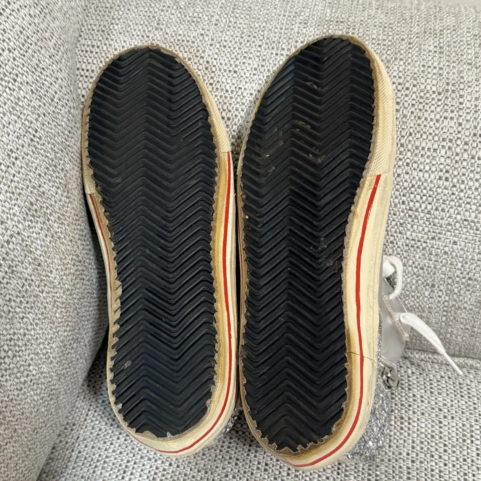 Golden Goose  Slide with Laminated Leather Upper and Silver Glitter Size 36 - Image 12