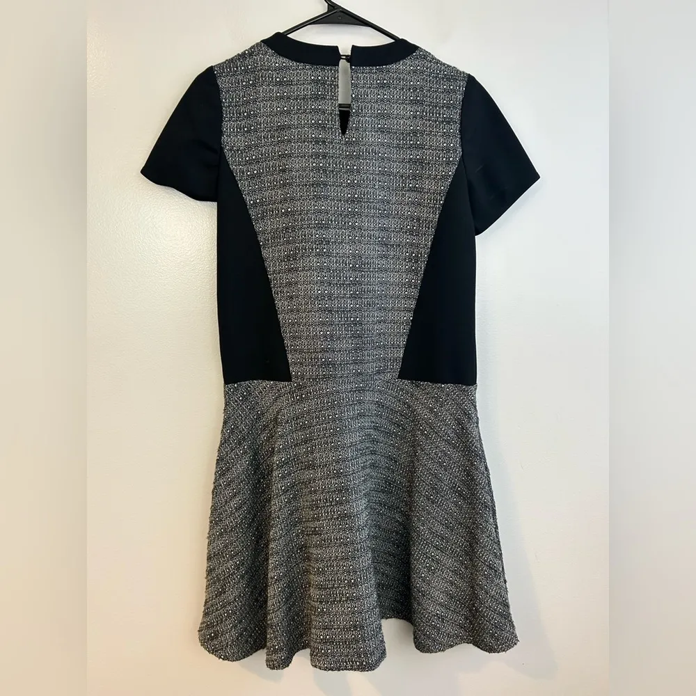 Madewell Short Sleeve Texture Tribune Black/Grey Fit & Flare Dress Size 2 - Image 7