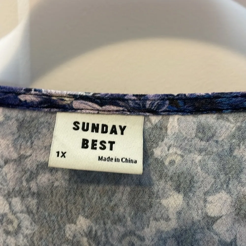 Aritzia Sunday Best Cropped Tie-Front Peplum Blouse in Blue Size 1x NWT - Image 3