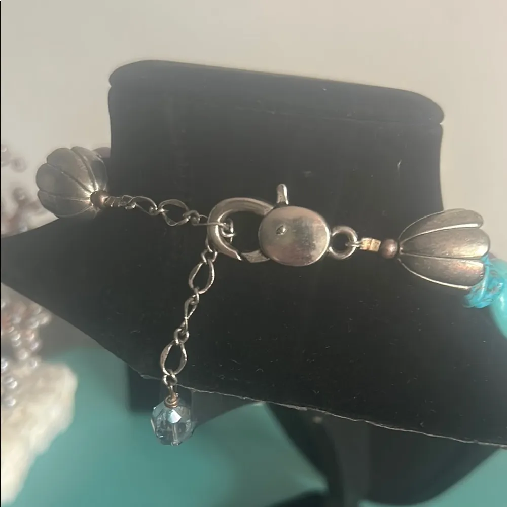 Artisan Double Layer Chunky Turquoise and Amethyst Dyed Stone Bead Necklace Blue - Image 5