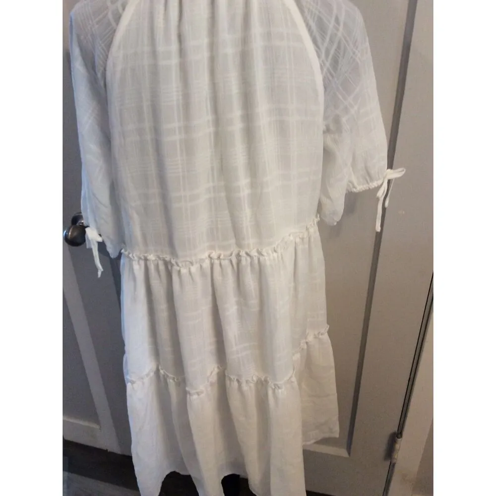 TRIBAL FEMME Women's Dress White Midi Romantic Flowy Size Medium - Image 3