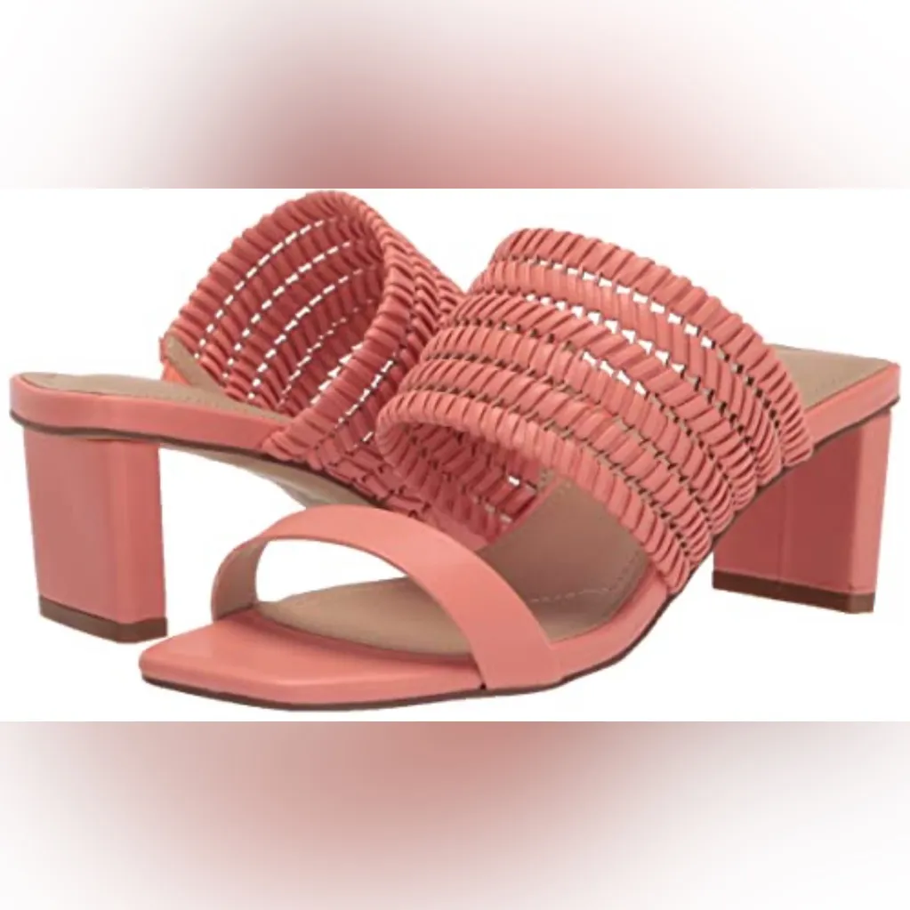 Charles David Coral Orange Fantasy Woven Strap Heel Sandals Coral size 6.5 - Image 2