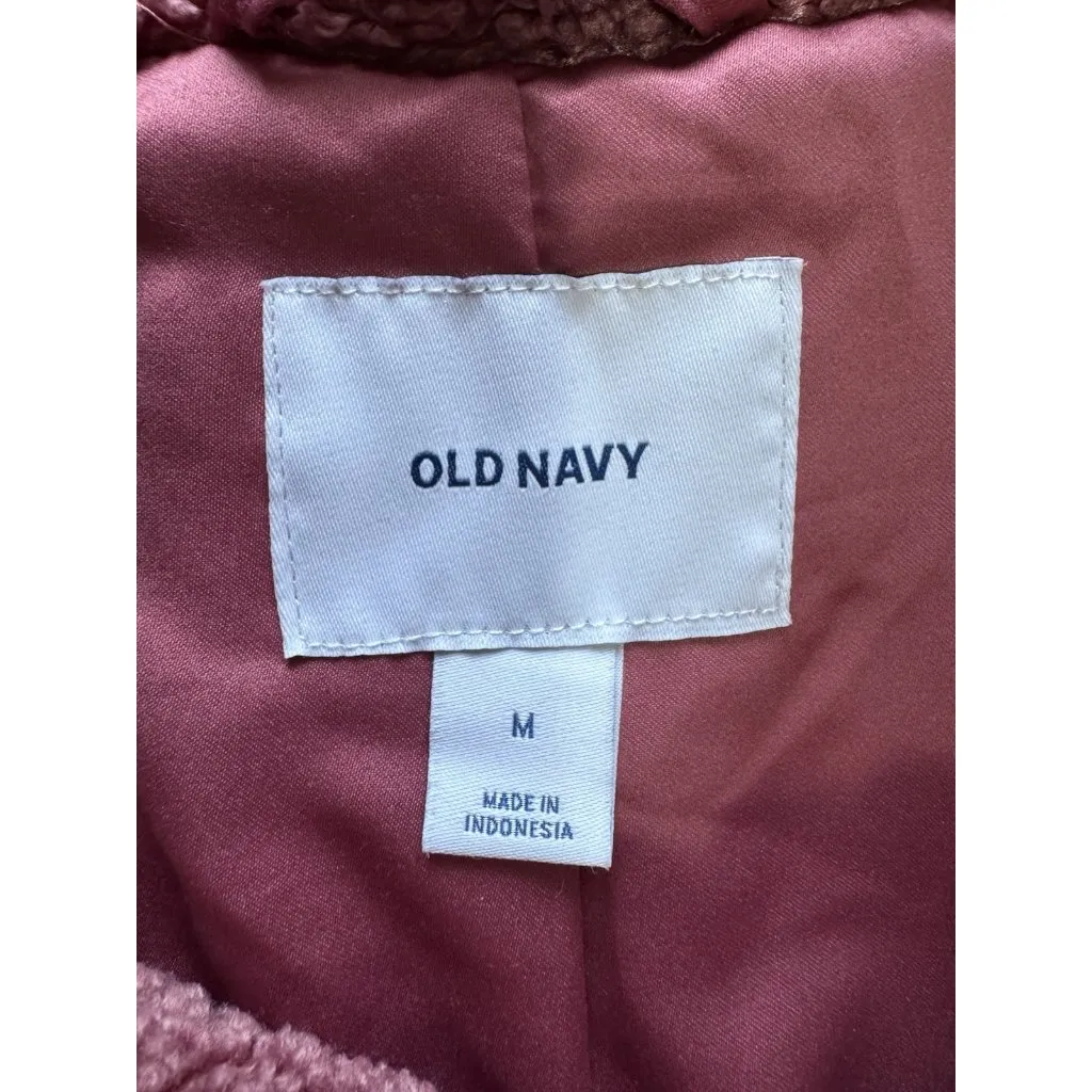 Old Navy Women Size Medium Jacket Teddy Sherpa Fleece Buttons Winter Preppy City - Image 3