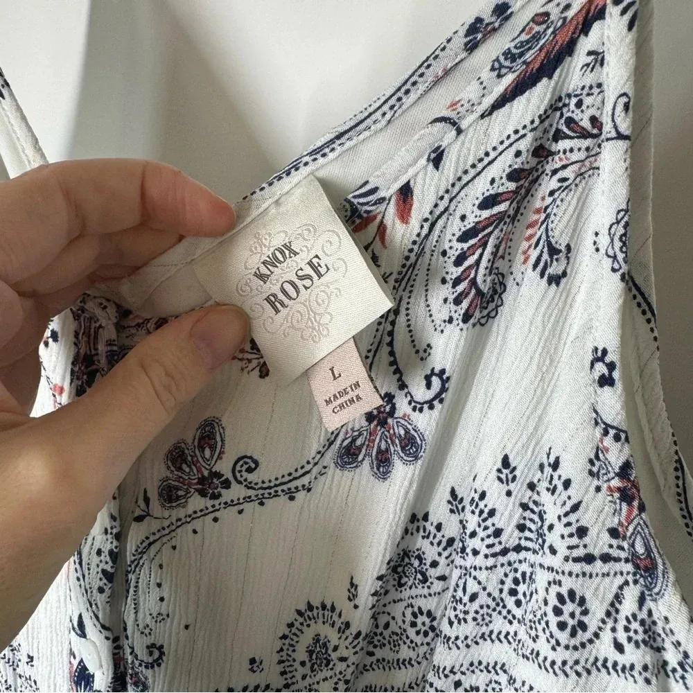 Knox Rose White Floral Paisley Sleeveless Midi Dress Size Large - Image 4