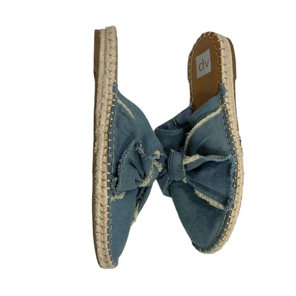 DV by Dolce Vita Blue Denim Knotted Bow Espadrille Slip On Mules Size 11 - Image 3